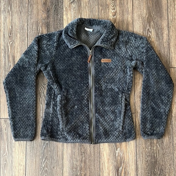 Columbia Jackets & Blazers - Columbia Jacket Women’s Charcoal Gray Fuzzy Full Zip Athleisure, Size Medium